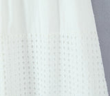 Purpdrank  Holiday White Embroidery Spliced Hollow Out Hole Elastic Waist Maxi Long Skirt Women Ruffles Hem Swing A-lined Skirts Boho