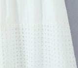 Purpdrank  Holiday White Embroidery Spliced Hollow Out Hole Elastic Waist Maxi Long Skirt Women Ruffles Hem Swing A-lined Skirts Boho