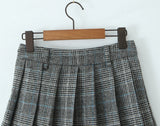 Purpdrank  Women Side Zipper Waist Plaid Tweed Mini Pleated Skirt The Spice Girls Ruched Hem A-line Short Skirts with Shorts lining