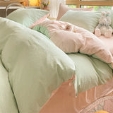 Purpdrank  Class A 100% Cotton Striped Bedding Sets Yarn Dyed Washed Cotton Breathable Duvet Cover Kit Single Bedclothes for All Seasons