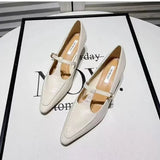 Purpdrank  Fashion Pointed Toe Buckle-heeled Single Shoes Retro Solid Color Women's Shoes Medium Heels Casual Shallow Mouth Zapatos Mujer