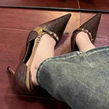 Purpdrank  Pointed Toe Women Heeled Sandals Elegant High Heels Shoes Summer Stilettos Pumps 2025 Fashion Shallow Retro Zapatos De Mujer
