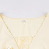 Purpdrank  Autumn Sweet V Neck Long Sleeve Fake Two Piece Lace Patchwork Bow Slim All Match T-Shirts