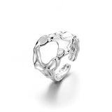 Purpdrank - Punk Geometric Irregular Liquid Lava Waterdrop Shaped Open Rings For Women Vintage Silver Color Metal Rings Personality Jewelry
