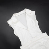 Purpdrank  Elegant Sleeveless Bodycon Dress for Women Fashion Solid Deep V Neck Shoulder Padded Slim Ruched Office Date Night Outfit