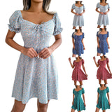 Purpdrank  Spring/Summer New Short Fragmented Flower Night Dress French Gentle and Sweet Outdoor Beach Skirt vestidos para mujer