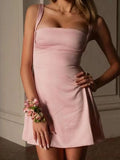 Purpdrank  Sexy backless white mini satin summer dress women elegant short birthday party dresses woman bridesmaid evening dresses vestidos