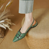 Purpdrank  New Sexy Pointed Toe Women Sandals Spring Summer Slingback Pumps Low Heels Genuine Leather Fashion Office Party Shoes Woman