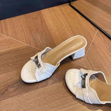 Purpdrank  Women's Office High Heels Shoes 2025 Summer Designer Brand PU Leather Open Toe Sandals Wedges Platform Slippers Zapatos De Mujer