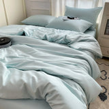 Purpdrank  Nordic Summer Washed Ice Silk Bedding Set with Sheet Duvet Cover Pillowcase Single Couple Bedsheet King Queen Double Twin Size