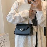 Purpdrank  Loving Heart Buckle Crossbody Bags For Women Luxury Designer Handbags Silver Color Small Shoulder Underarm Phone Bag