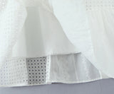 Purpdrank  Holiday White Embroidery Spliced Hollow Out Hole Elastic Waist Maxi Long Skirt Women Ruffles Hem Swing A-lined Skirts Boho