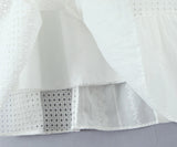 Purpdrank  Holiday White Embroidery Spliced Hollow Out Hole Elastic Waist Maxi Long Skirt Women Ruffles Hem Swing A-lined Skirts Boho