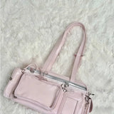 Purpdrank  Sweet One Shoulder Tote Ita Bag Women's Fashionable Versatile Y2k Multi Style Large Capacity Transparent Outer Bag Crossbody Bag