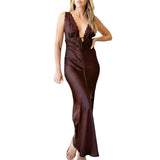 Purpdrank  Sexy Lace Trim Dress for Women Floral Print V Neck Sleeveless Bodycon Dress Backless Cocktail Party Dresses y2k Clothes