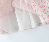 Purpdrank  Sexy White Pink Flower Print Bow Ribbon Strapless Dress Women Slim Waist Backless Mini Dresses A-lined Short Robe