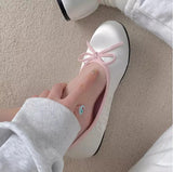 Purpdrank  Shallow Mouth Moccasin Shoes Round Toe Bow-Knot Autumn Female Footwear Casual Sneaker Moccasins New Butterfly Fall Dress Lace-Up