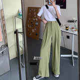 Purpdrank - Summer Long Suit Pants High Waist Solid Color Casual Pants Loose Wide Leg Pants Trousers