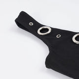 Purpdrank  Street Style 2-Piece Set Sexy Metal Eyelet U-Neck Sleeveless Tank Top and Low Rise Slim Shorts Women Casual Sporty Outfit