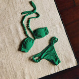 Purpdrank  Halter Bikini Bandeau Biquini Women Sexy Swimsuit Push Up Swimwear Female High Waist Swim Suits Solid Bathingsuit Beachwear