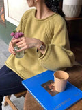 Purpdrank  Knit Sweater Women's Tops Long Sleeves Crew Neck Pullover Oversized Loose Plain Jumper Casual Stylish Autumn Winter Outfit