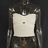 Purpdrank  Strapless Knitted Tube Crop Top Vest Women Hollow Out Sleeveless Summer Backless Tank Vintage Fashion Y2K Clothing