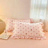 Purpdrank  Pink Tulip Duvet Cover Set Ins Korean Style with Flat Sheet Pillowcase No filler Washed Cotton Queen Full Twin Home Bed Linen
