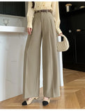 Purpdrank  High Qaulity High Waist Women's Casual Suit Pants 2025 New Office Lady Workwear Wide Leg Trousers Female Elegant Outwear Pants