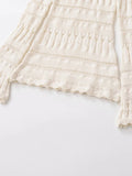 Purpdrank  European style new arrival women's fashion versatile and elegant off-the-shoulder long-sleeved hollow-out knitted sweater.