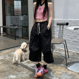 Purpdrank  Commuter Shorts 2025 Spring and Summer Loose Casual American Retro Five-point Women's Shorts with Wide Legs