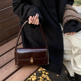 Purpdrank  Retro Women Underarm Shoulder Bag Flap Shape PU Leather Pure Color Armpit Bag 2024 New Luxury Designer Purses And Handbags