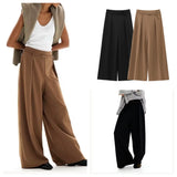 Purpdrank  European and American style new temperament versatile casual pants women's fashionable simple drape wide-leg suit pants