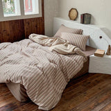 Purpdrank  Brown Stripe Bedding Set simple style For adults kids Brown pink Bed Sheet With Pillowcases 100% Cotton King Queen Full size