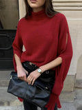 Purpdrank  Chic Knitted Glove Sweater Women Casual Solid Full Sleeve Holes Stand Collar Loose Sweaters Female Fashion Lady Outwears