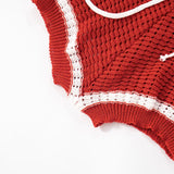 Purpdrank  Striped Sexy Drawstring Knitted Women Two Piece Sweater Short Set 2025 Summer Fashion Hollow Out Tube Top and Mini Shorts Outfit