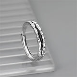 Purpdrank - Punk Geometric Irregular Liquid Lava Waterdrop Shaped Open Rings For Women Vintage Silver Color Metal Rings Personality Jewelry