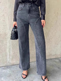 Purpdrank  Women High Waist Wide Leg Pants Hole Straight Pants Long Jeans Casual Trendy Trousers 2026 Spring Autumn New Denim Trousers