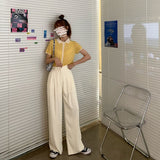 Purpdrank - Summer Long Suit Pants High Waist Solid Color Casual Pants Loose Wide Leg Pants Trousers