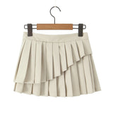 Purpdrank  3 colors Y2K Style Cool Girl Asymmetrical Pleated Mini Skirts Women Side Zipper Waist Sports Skirts With Shorts Lining