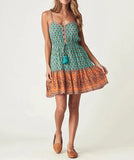 Purpdrank  Sexy sleeveless strap dress mini rayon Cotton floral print summer Dresses Bohemia strappy Dresses beach dress women vestidos