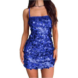 Purpdrank  Silver Sexy Backless Sequined Dress for Women 2025 Fashion Spaghetti Straps Cocktail Party Prom Summer Dresses Bodycon Mini Tube