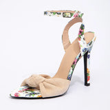 Purpdrank  Sexy Heeled Sandals Women Summer Mixed Colors Flowers Print Naked Strap Designer Heels Luxury Party Super High Heels Party Shoes