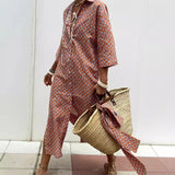 Purpdrank  Design Buttons Shirts Dress Women's Clothing Trends Midi Sleeves Striped Side Split A-line Dresses Robe Autumn Summer Dress Chic