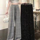 Purpdrank Bright Crystal Diamond  Party Club Hotsweet Straight Hiphop Trousers Summer Y2K Trend Casual Elegant Women Vintage Wide Leg Pant