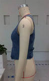 Purpdrank  Denim Vest For Women Sleeveless Button Vest Solid Slim Outwear For Women Spring Autumn Casual Denim Crop Tops