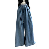Purpdrank  Vintage High Waist Women's Denim Pants 2025 New Spring Summer Lace-up Casual Loose Lantern Wide Leg Jeans Pants Female