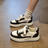 Purpdrank  Casual Thick Bottomed Genuine Leather Slip-On Sports Shoes for Women Breathable Versatile Platform Sneakers for Autumn