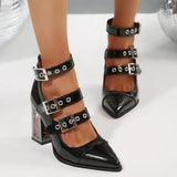 Purpdrank  Casual Heels Women Shoes 2025 Spring Pumps Lace-Up Pointed Wedge Chunky Sandals Footwear Latest Comfortable Gold Toe Straps Bloc
