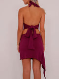Purpdrank  Sexy Deep V-Neck Sequins Two Piece Women Dress Sets 2025 Summer Fashion Bandage Backless Tube Top and Irregular Mini Skirts Suit