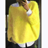 Purpdrank  Fluffy Sweater Women Autumn Winter Knit Pullover Long Sleeve Coat Design Loose Tops Women's Clothing Trends Casual Jumper New